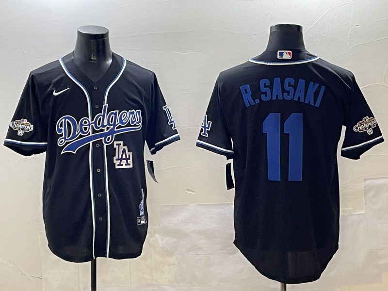 Men Los Angeles Dodgers #11 R.Sasaki Black Fashion Game 2025 Nike MLB Jersey style 3069